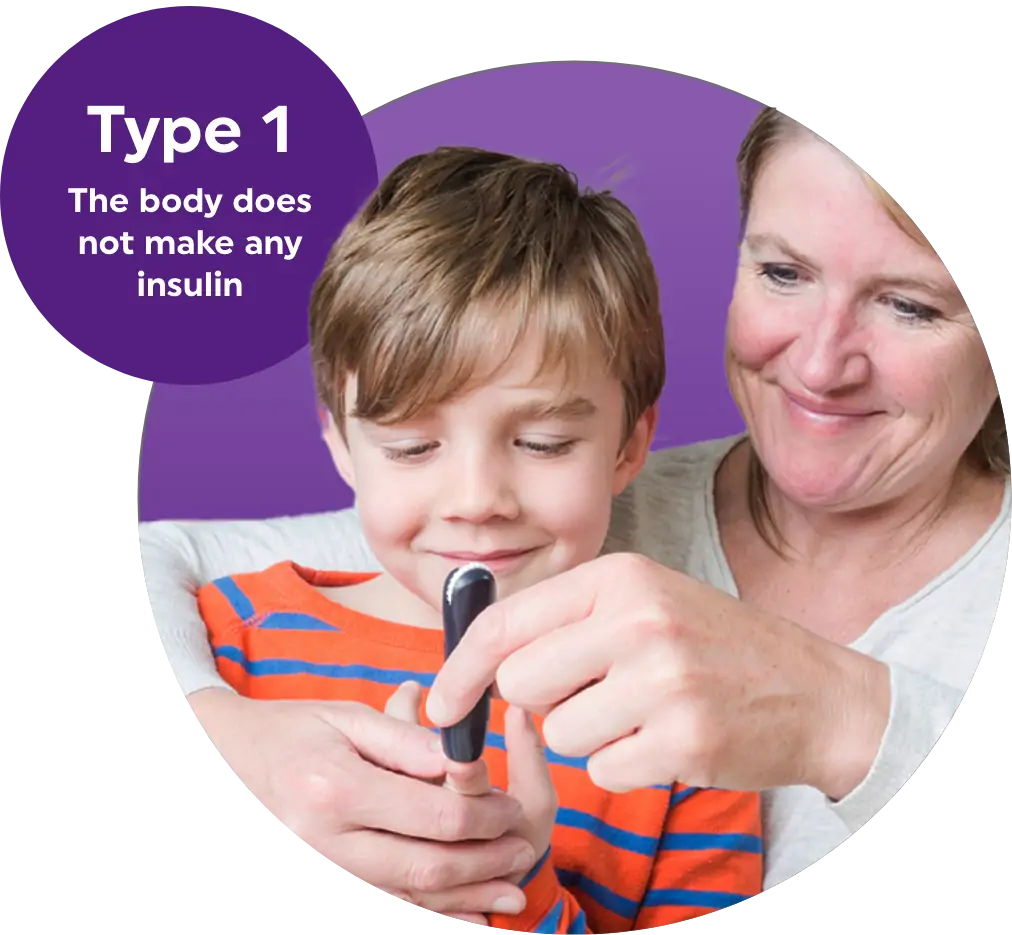 A woman testing a child's blood glucose.